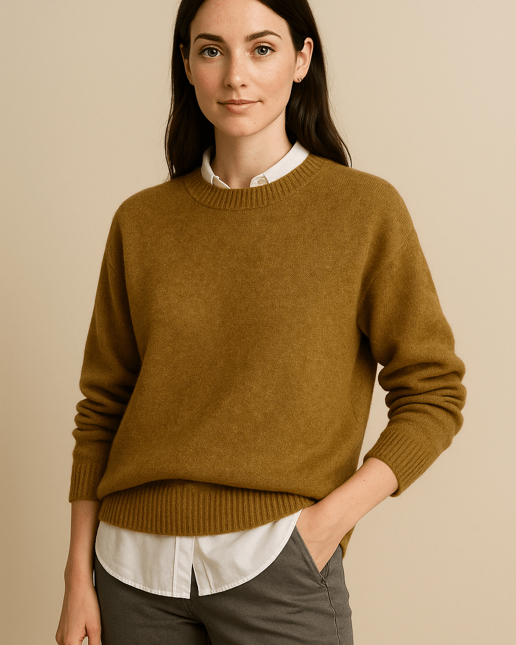 Dames Trui Met Ronde Hals - Ontspannen Pasvorm en Lange Mouwen - ZAMISI