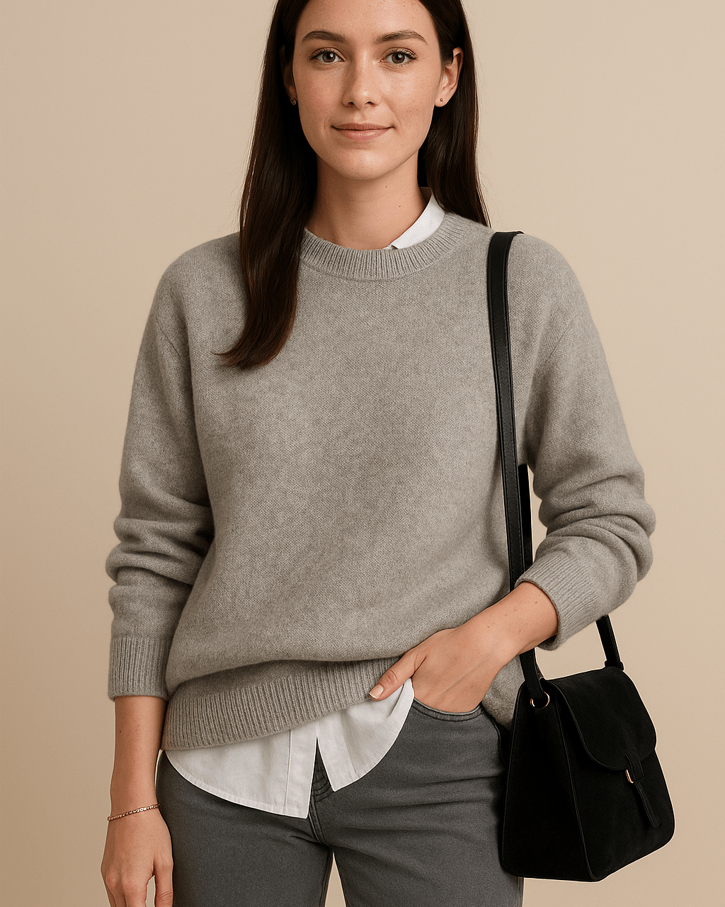 Dames Trui Met Ronde Hals - Ontspannen Pasvorm en Lange Mouwen - ZAMISI