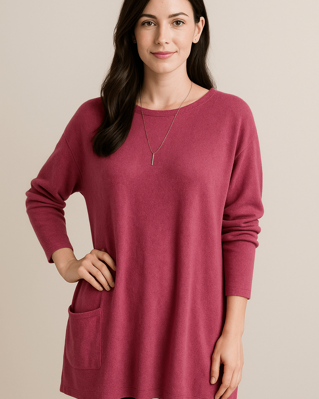 Dames Tuniek Trui - Ronde Hals en Lange Mouwen - ZAMISI