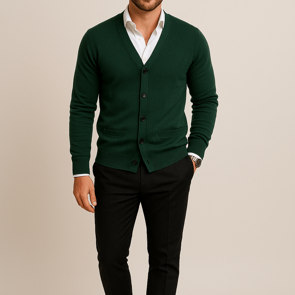 Heren Cardigan met Knoopsluiting - V - Hals en Lange Mouwen - ZAMISI