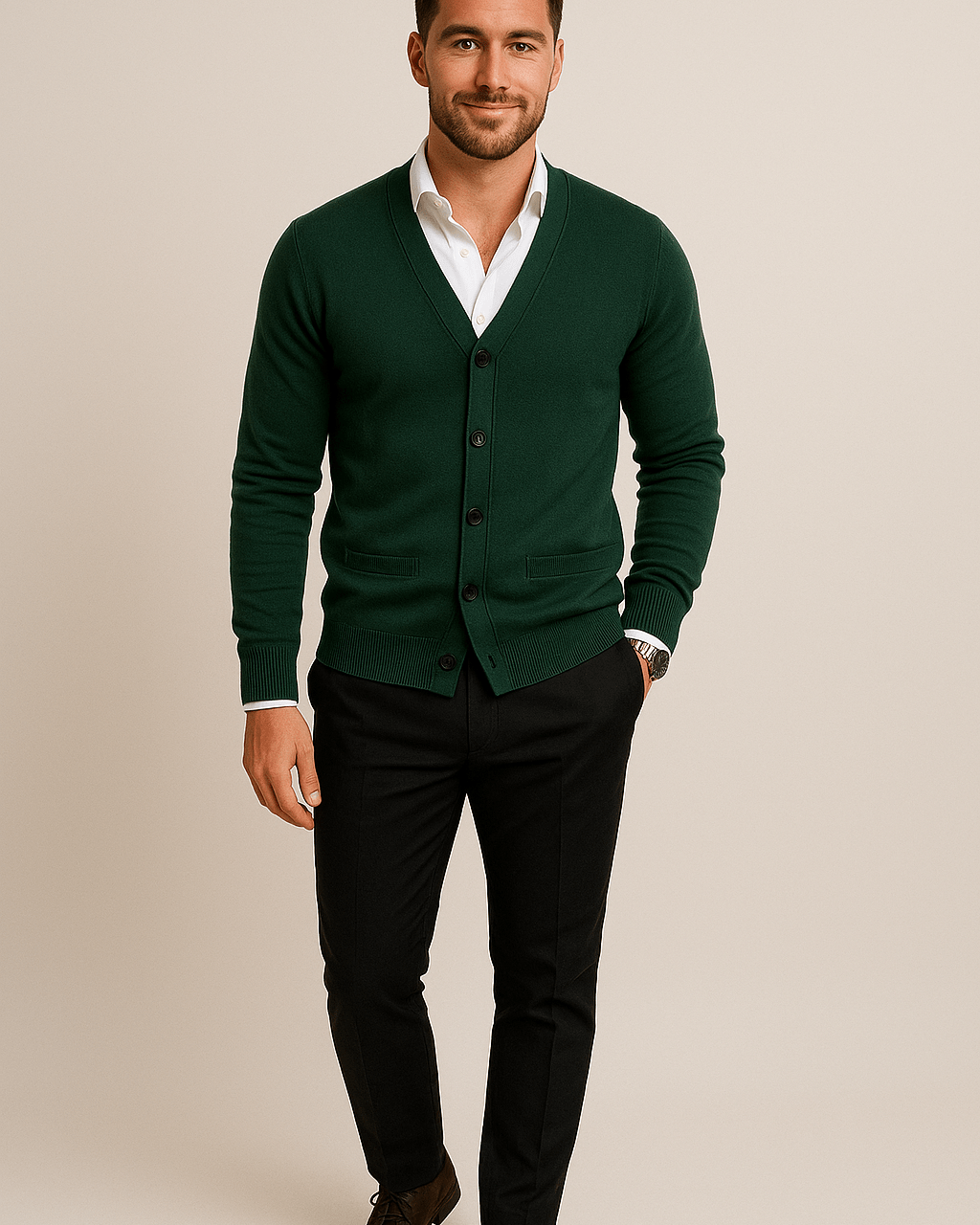 Heren Cardigan met Knoopsluiting - V - Hals en Lange Mouwen - ZAMISI