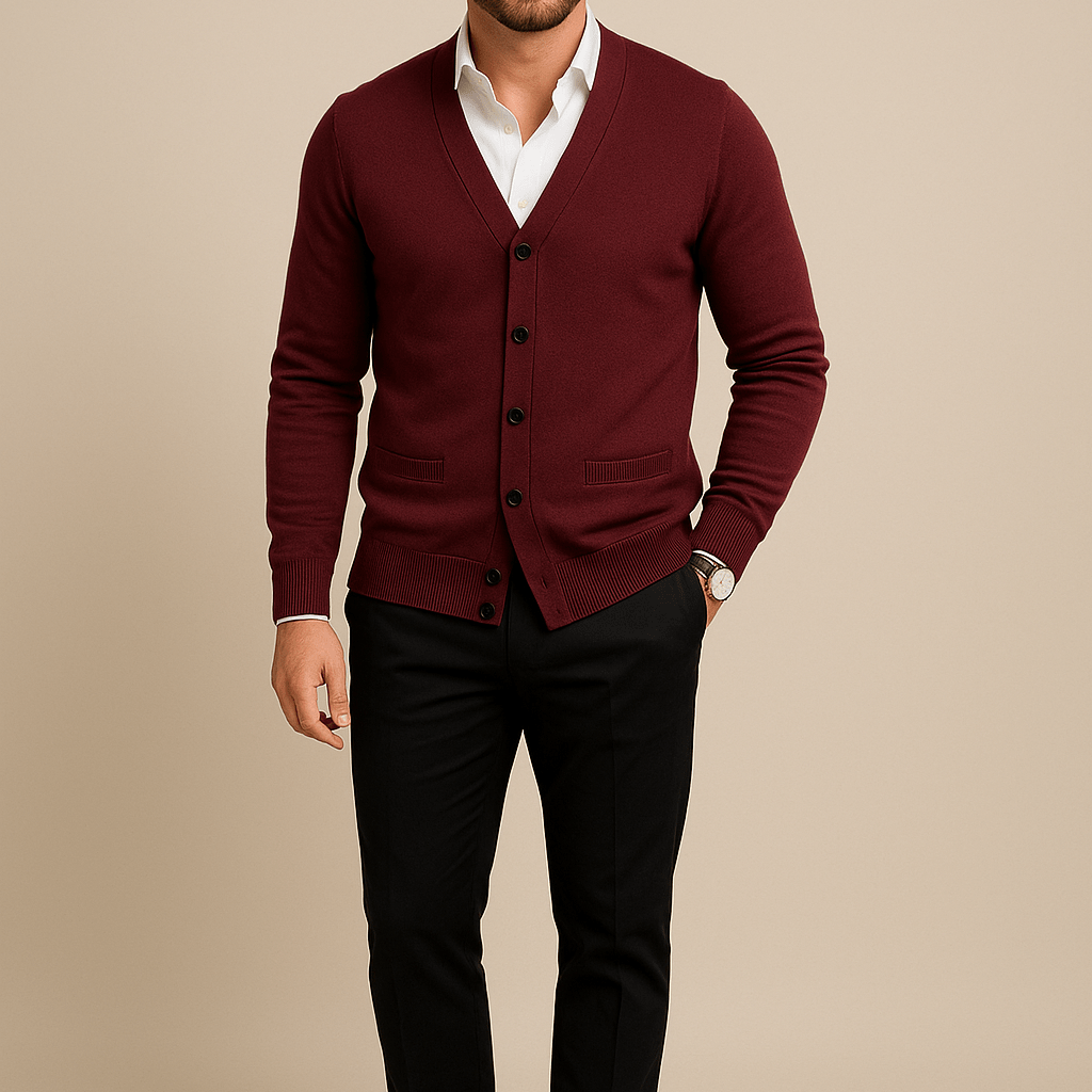 Heren Cardigan met Knoopsluiting - V - Hals en Lange Mouwen - ZAMISI