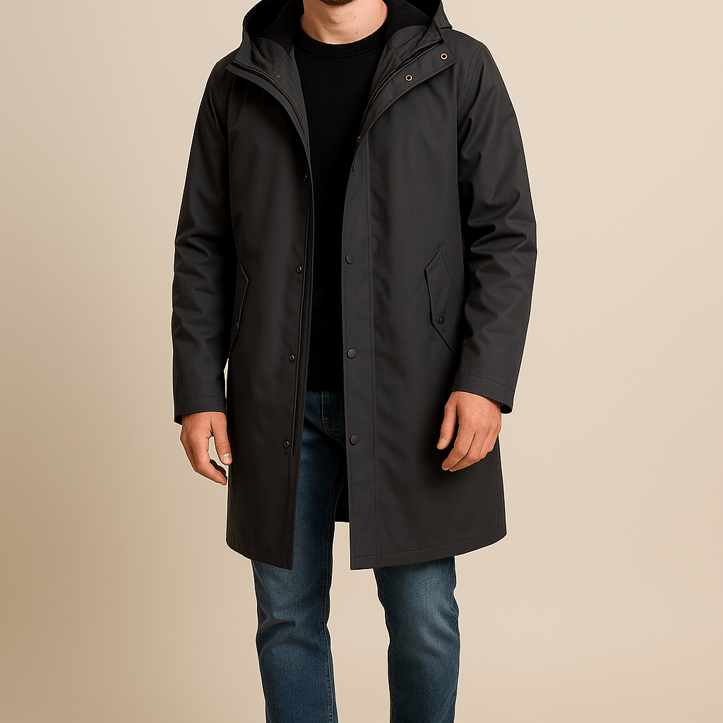 Heren Hooded Overas - Knoopsluiting en Contrast Voering - ZAMISI