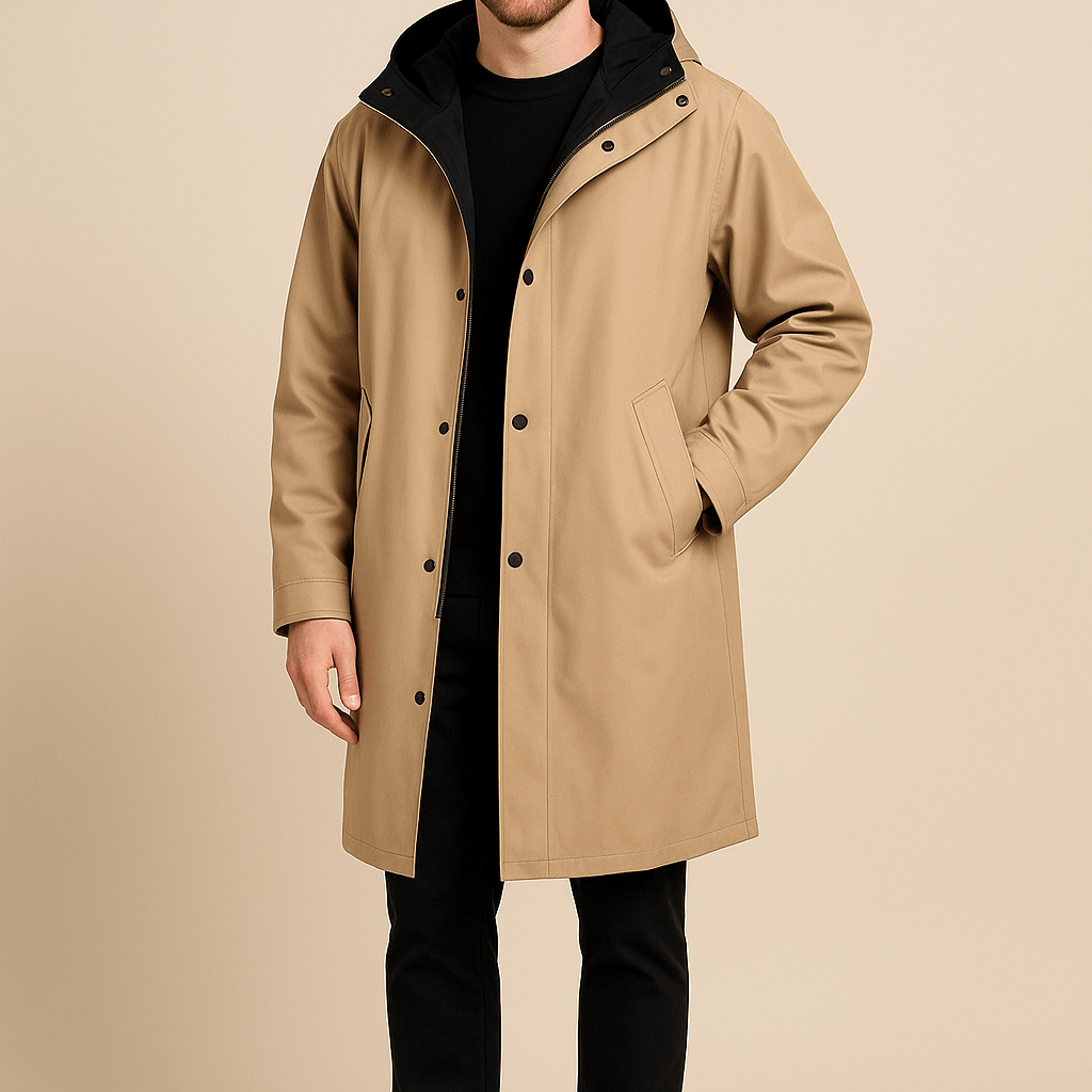 Heren Hooded Overas - Knoopsluiting en Contrast Voering - ZAMISI