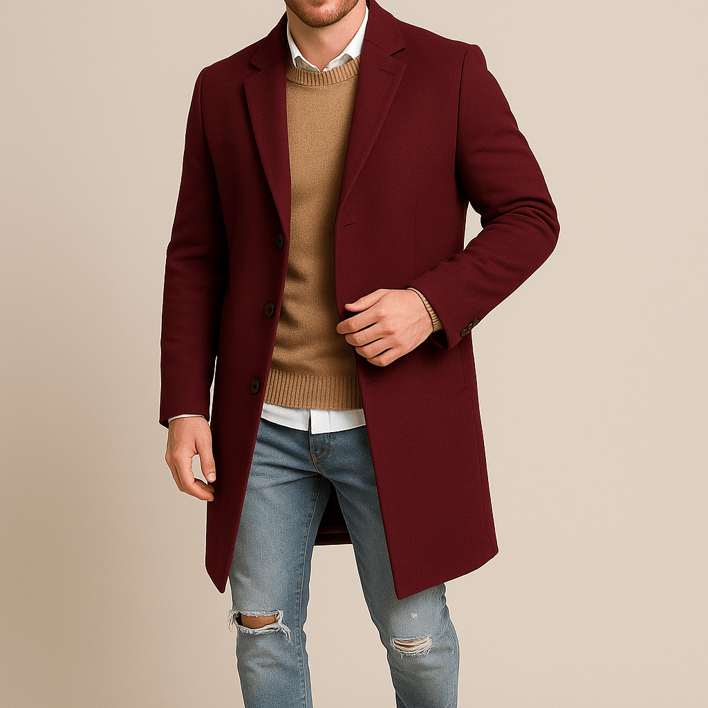Heren Single - Breasted Jas - Gekerfde Revers en Drieknoopssluiting - ZAMISI
