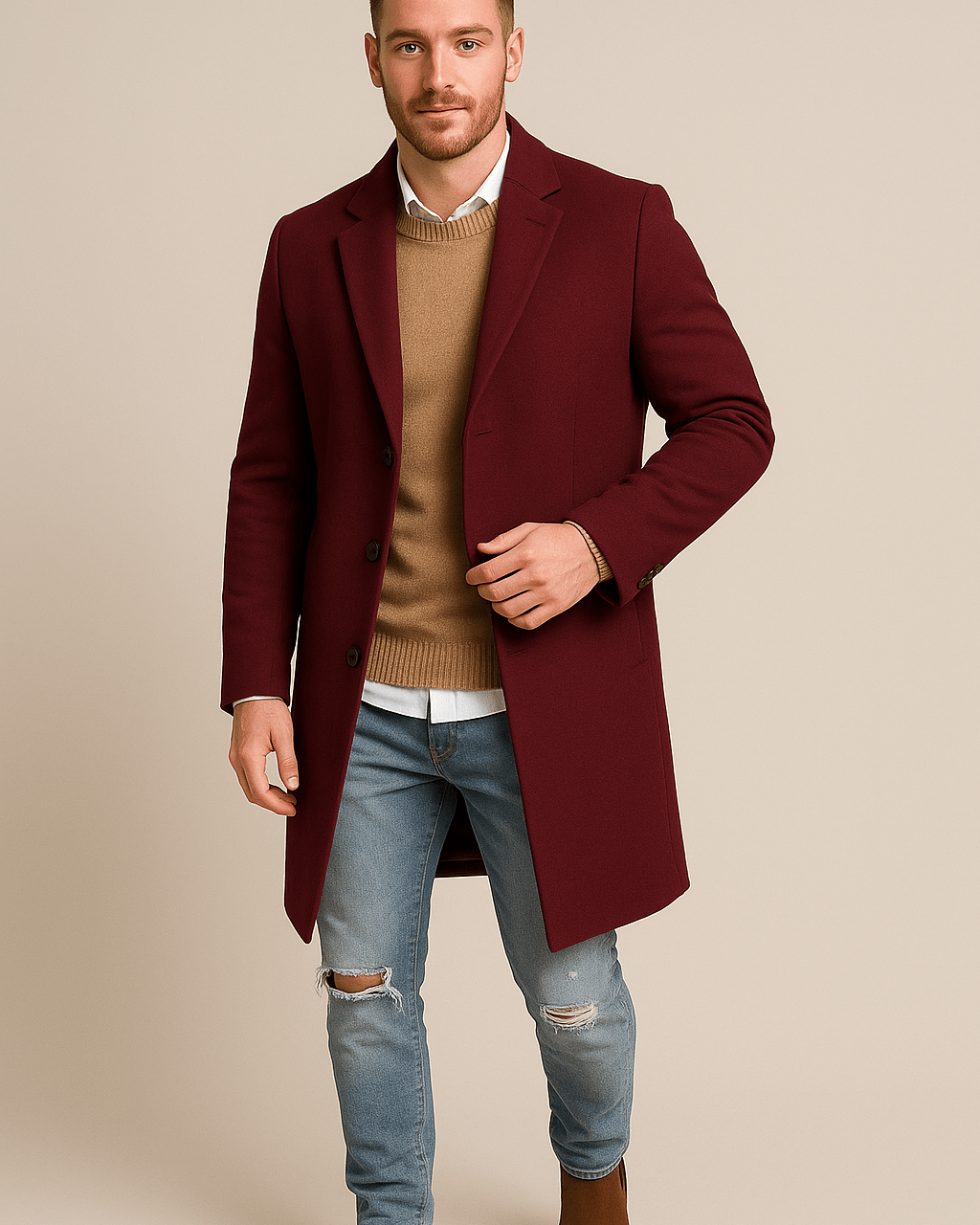 Heren Single - Breasted Jas - Gekerfde Revers en Drieknoopssluiting - ZAMISI