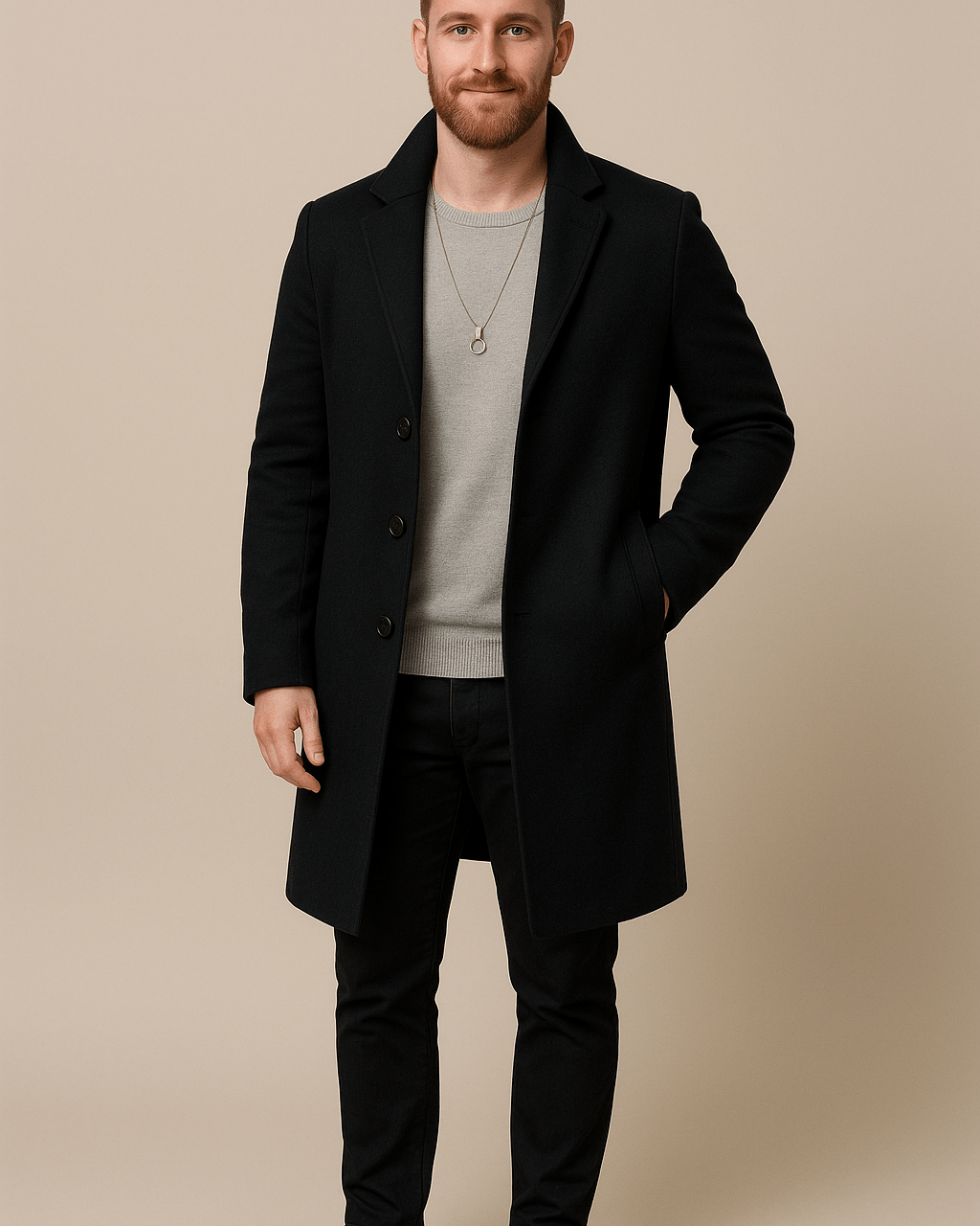 Heren Single - Breasted Jas - Gekerfde Revers en Drieknoopssluiting - ZAMISI