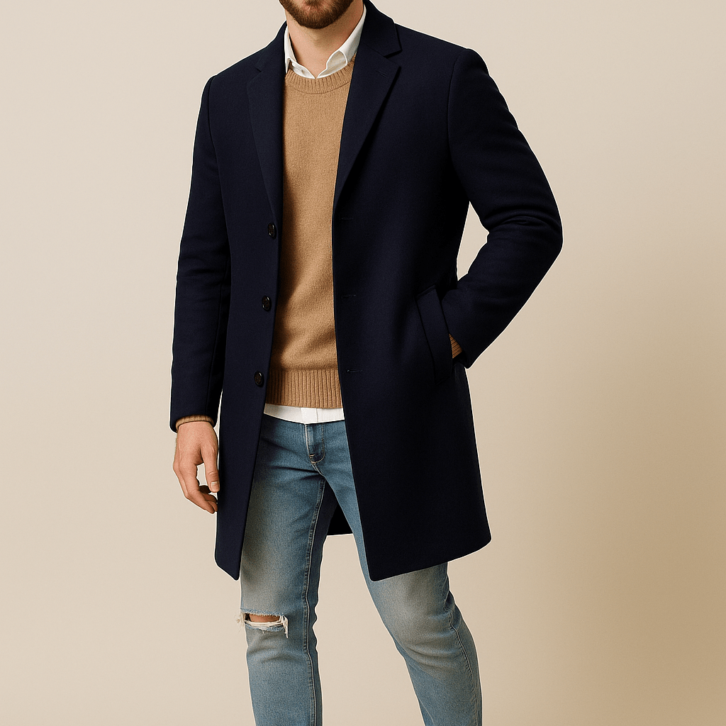 Heren Single - Breasted Jas - Gekerfde Revers en Drieknoopssluiting - ZAMISI