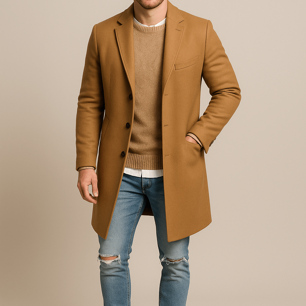 Heren Single - Breasted Jas - Gekerfde Revers en Drieknoopssluiting - ZAMISI