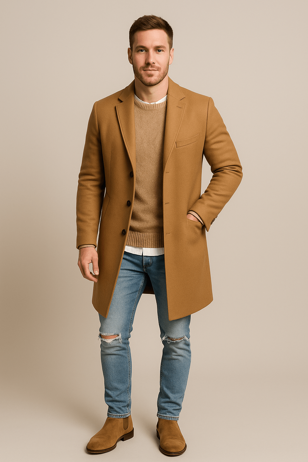 Heren Single - Breasted Jas - Gekerfde Revers en Drieknoopssluiting - ZAMISI