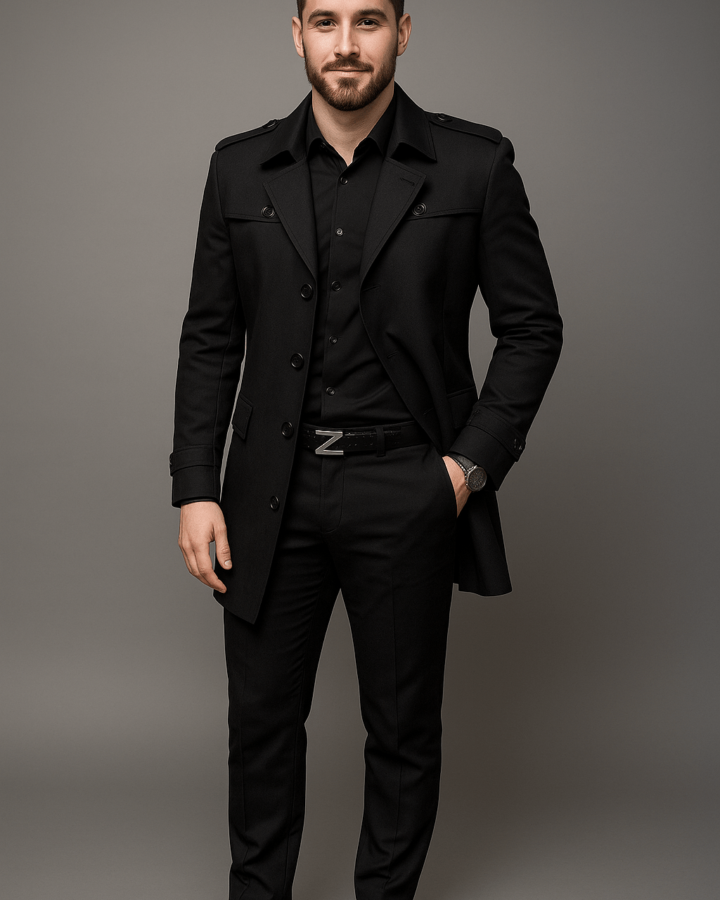 Heren Trenchcoat - Gekerfde Revers en Epauletten - ZAMISI