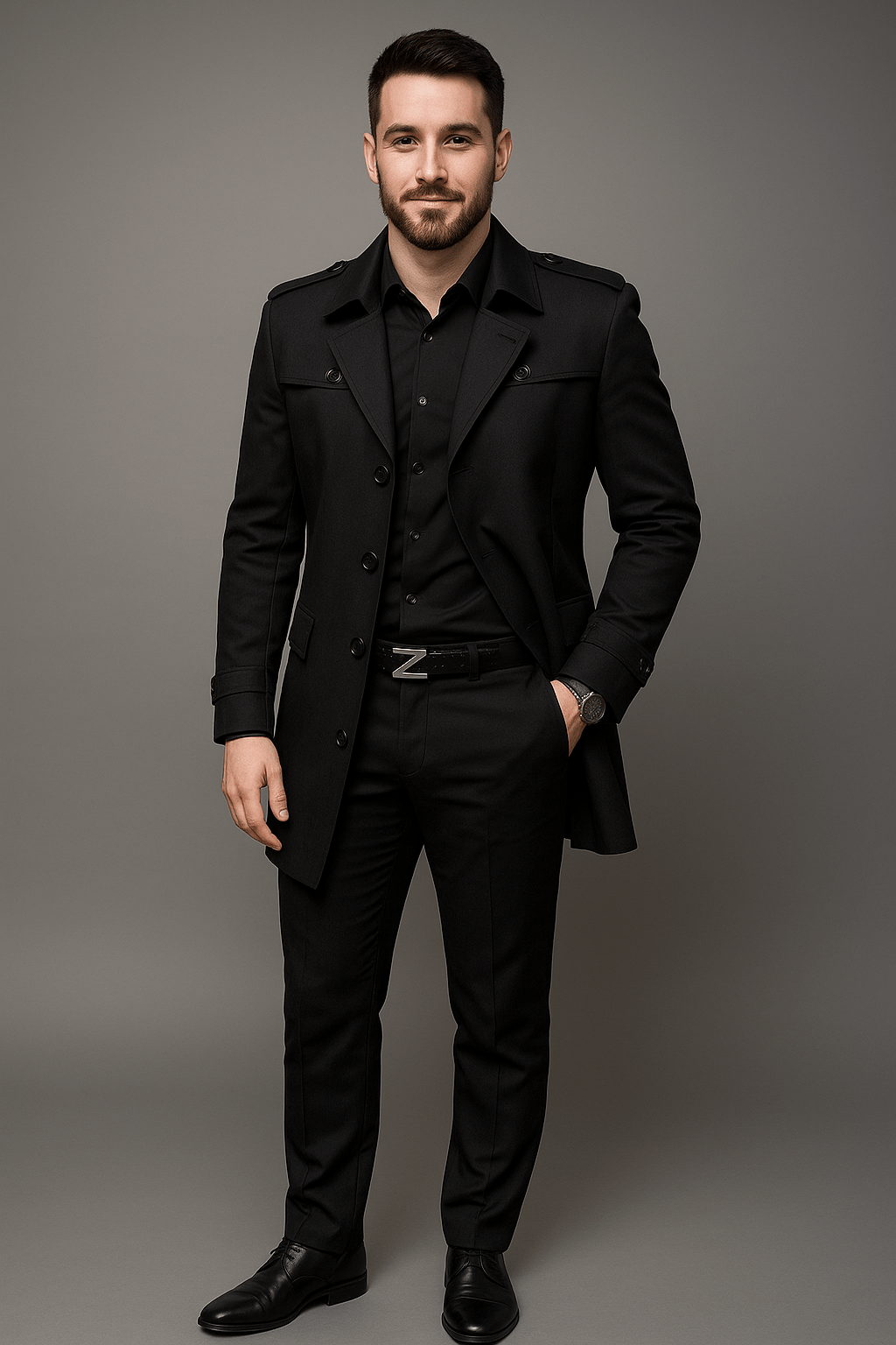 Heren Trenchcoat - Gekerfde Revers en Epauletten - ZAMISI