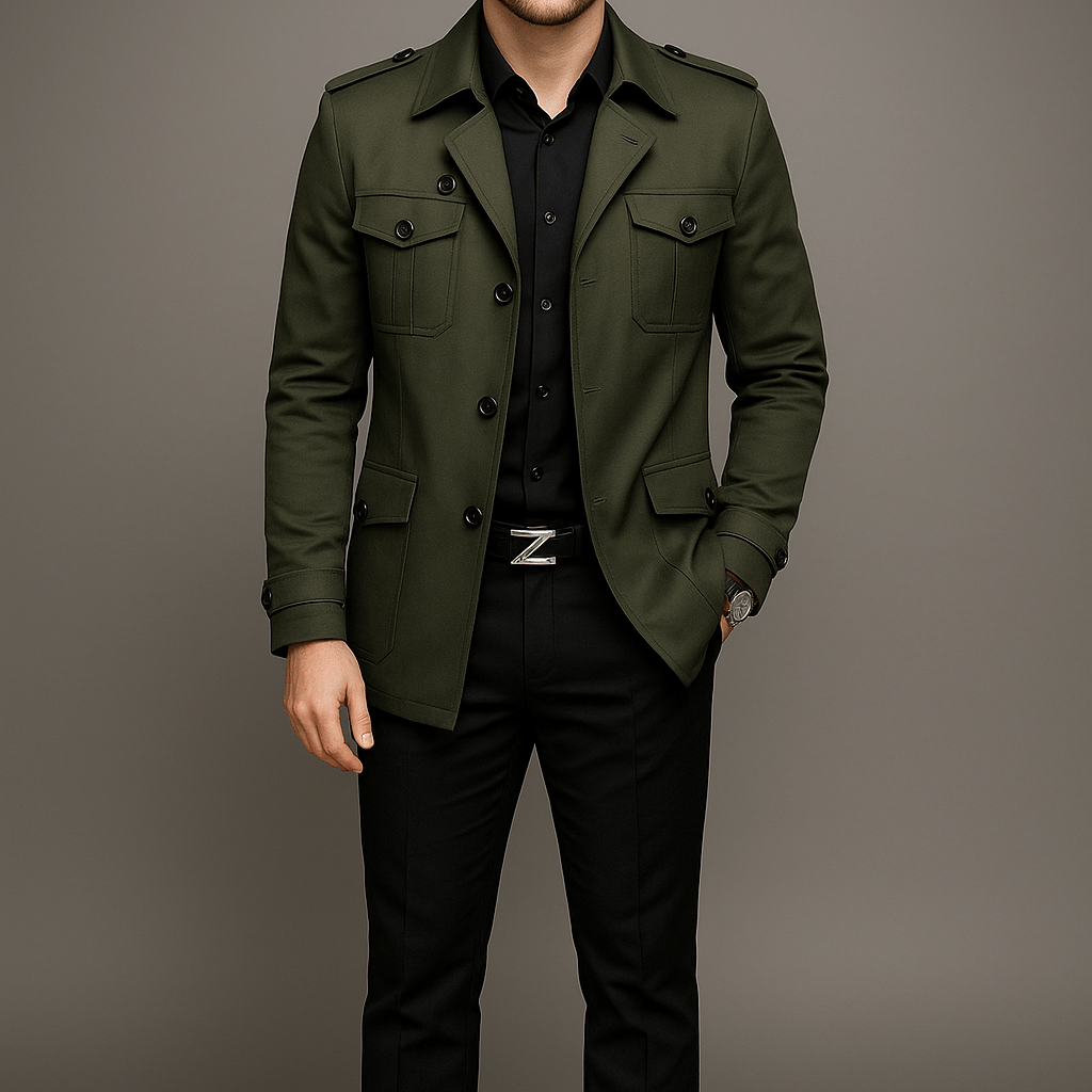 Heren Trenchcoat - Gekerfde Revers en Epauletten - ZAMISI