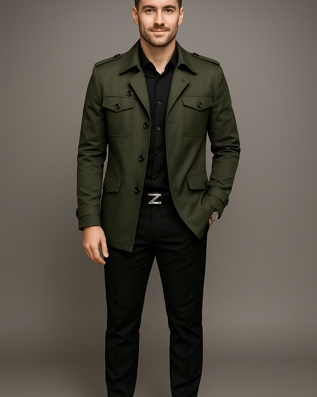 Heren Trenchcoat - Gekerfde Revers en Epauletten - ZAMISI