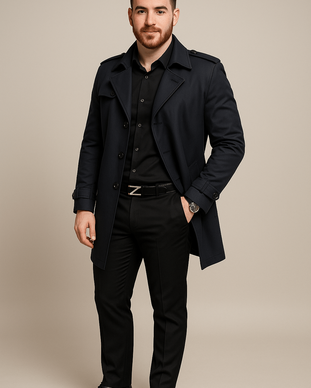 Heren Trenchcoat - Gekerfde Revers en Epauletten - ZAMISI