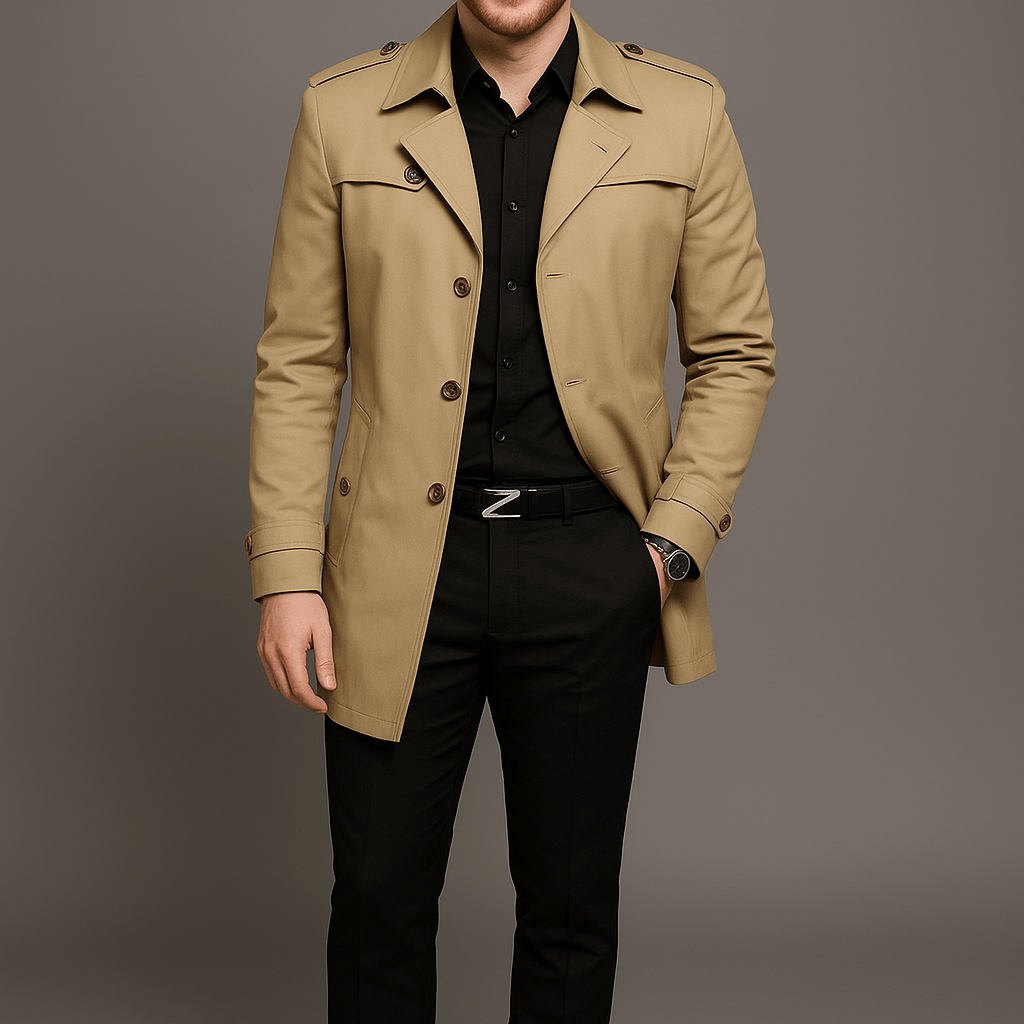 Heren Trenchcoat - Gekerfde Revers en Epauletten - ZAMISI