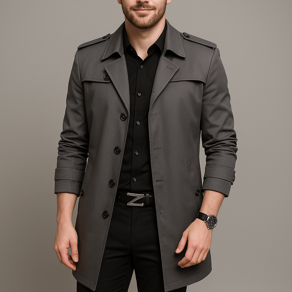 Heren Trenchcoat - Gekerfde Revers en Epauletten - ZAMISI