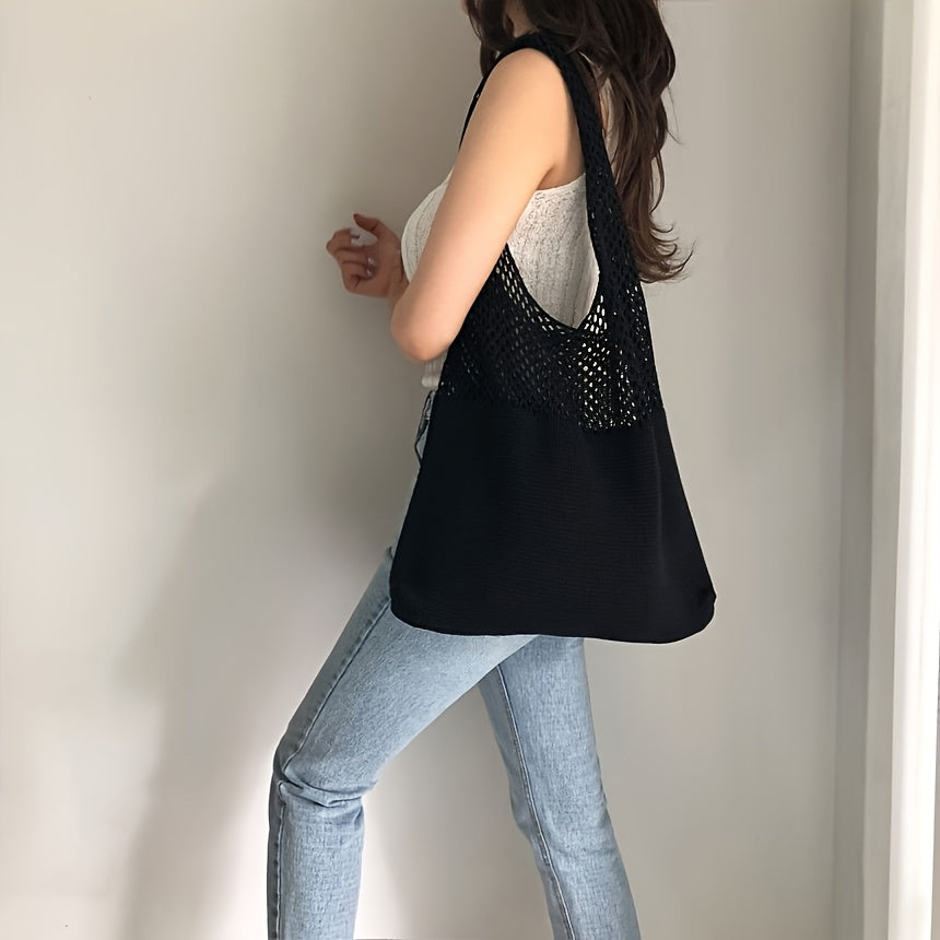 Dames Boho Gehaakte Tote Bag - Schoudertas