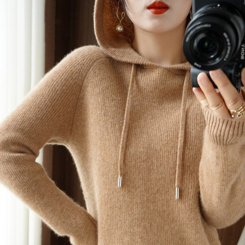 Dames Zachte Gebreide Hoodie - Tijdloos met Trekkoord
