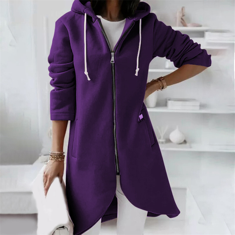Dames Lange Hoodie - Elegant met Ritssluiting
