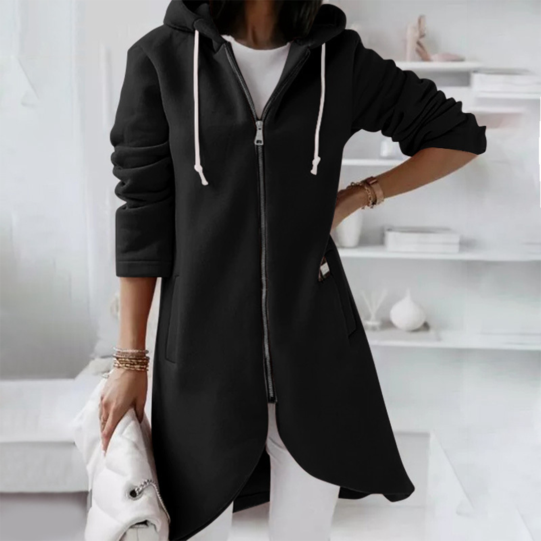 Dames Lange Hoodie - Elegant met Ritssluiting