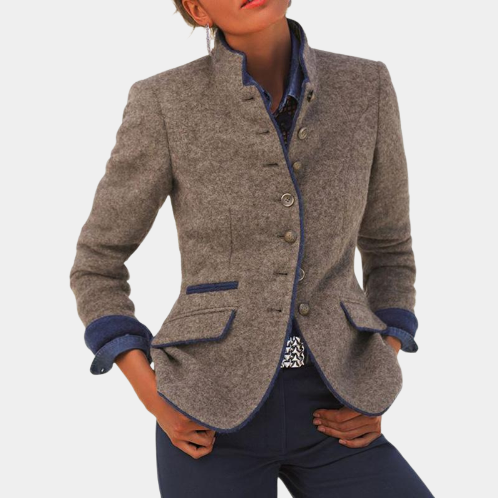 Dames Bruine Blazer - Gestructureerde Pasvorm & Klassiek Ontwerp