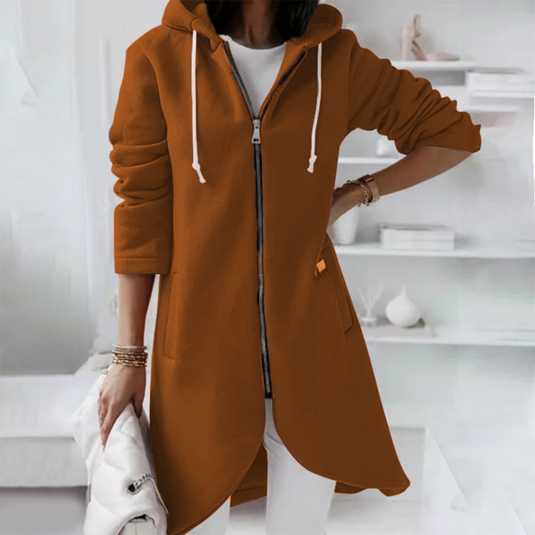 Dames Lange Hoodie - Elegant met Ritssluiting