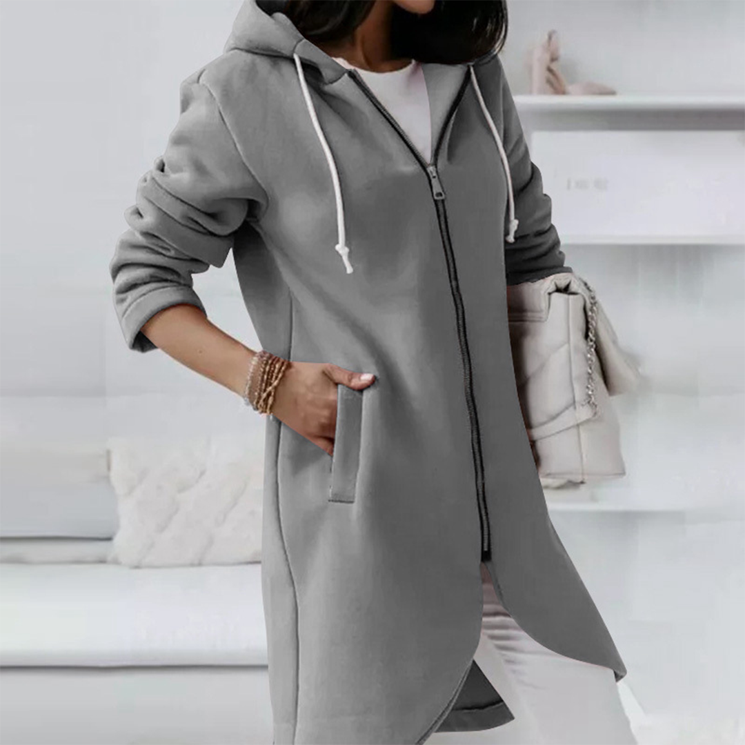 Dames Lange Hoodie - Elegant met Ritssluiting