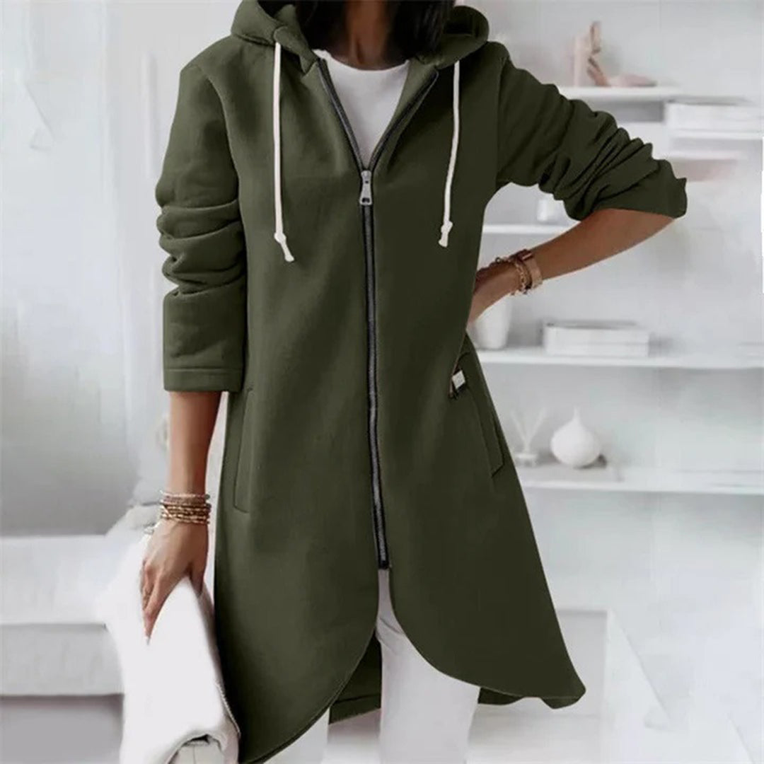 Dames Lange Hoodie - Elegant met Ritssluiting