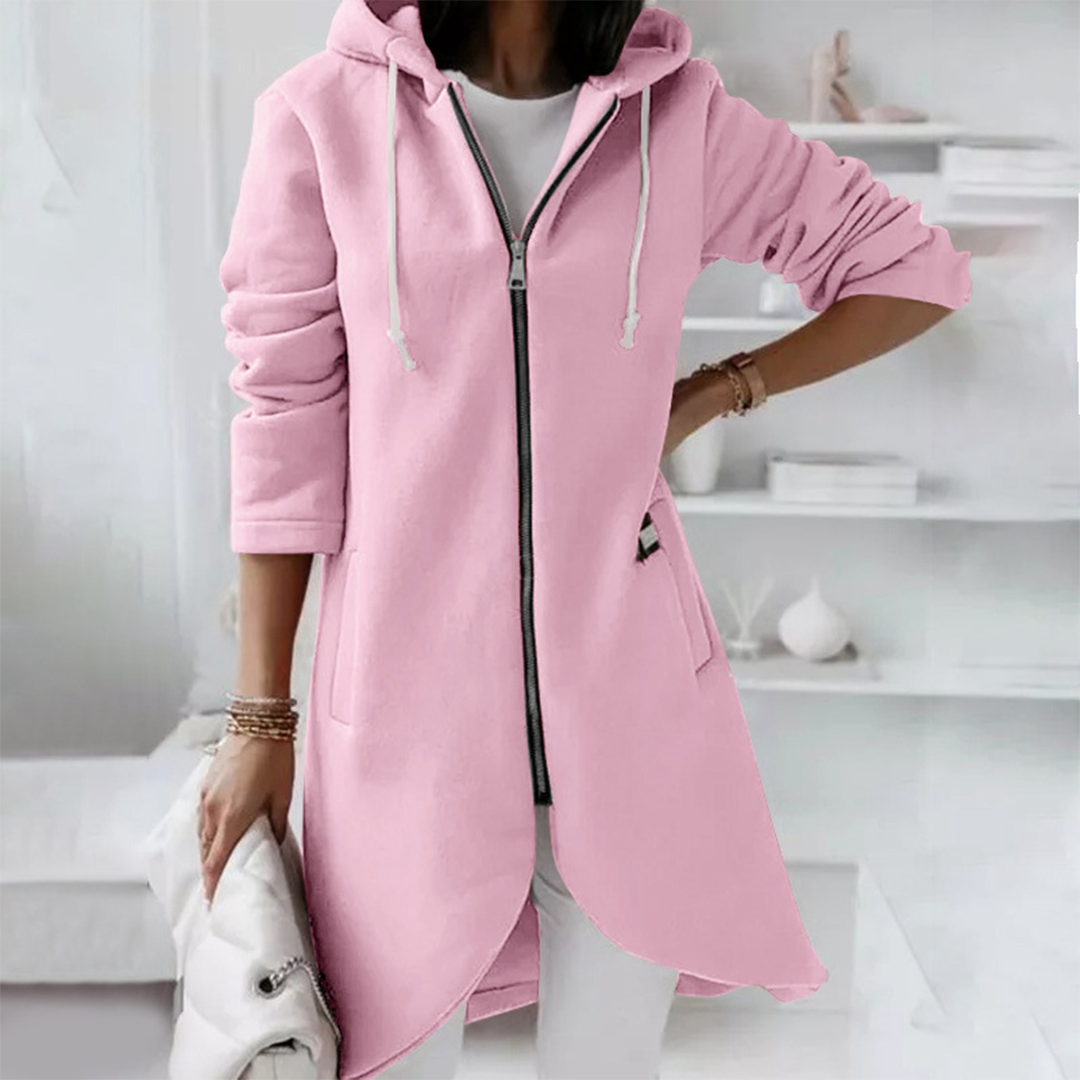 Dames Lange Hoodie - Elegant met Ritssluiting
