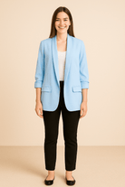 Dames Blazer met Gekerfde Revers - Open Voorkant en Klepzakken - ZAMISI