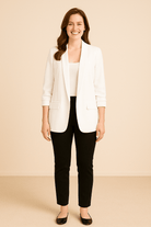 Dames Blazer met Gekerfde Revers - Open Voorkant en Klepzakken - ZAMISI