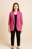 Dames Blazer met Gekerfde Revers - Open Voorkant en Klepzakken - ZAMISI