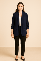Dames Blazer met Gekerfde Revers - Open Voorkant en Klepzakken - ZAMISI