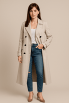 Dames Double - Breasted Trenchcoat - Ceintuur en Stormflappen - ZAMISI
