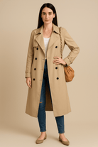 Dames Double - Breasted Trenchcoat - Ceintuur en Stormflappen - ZAMISI