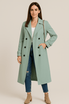 Dames Double - Breasted Trenchcoat - Ceintuur en Stormflappen - ZAMISI