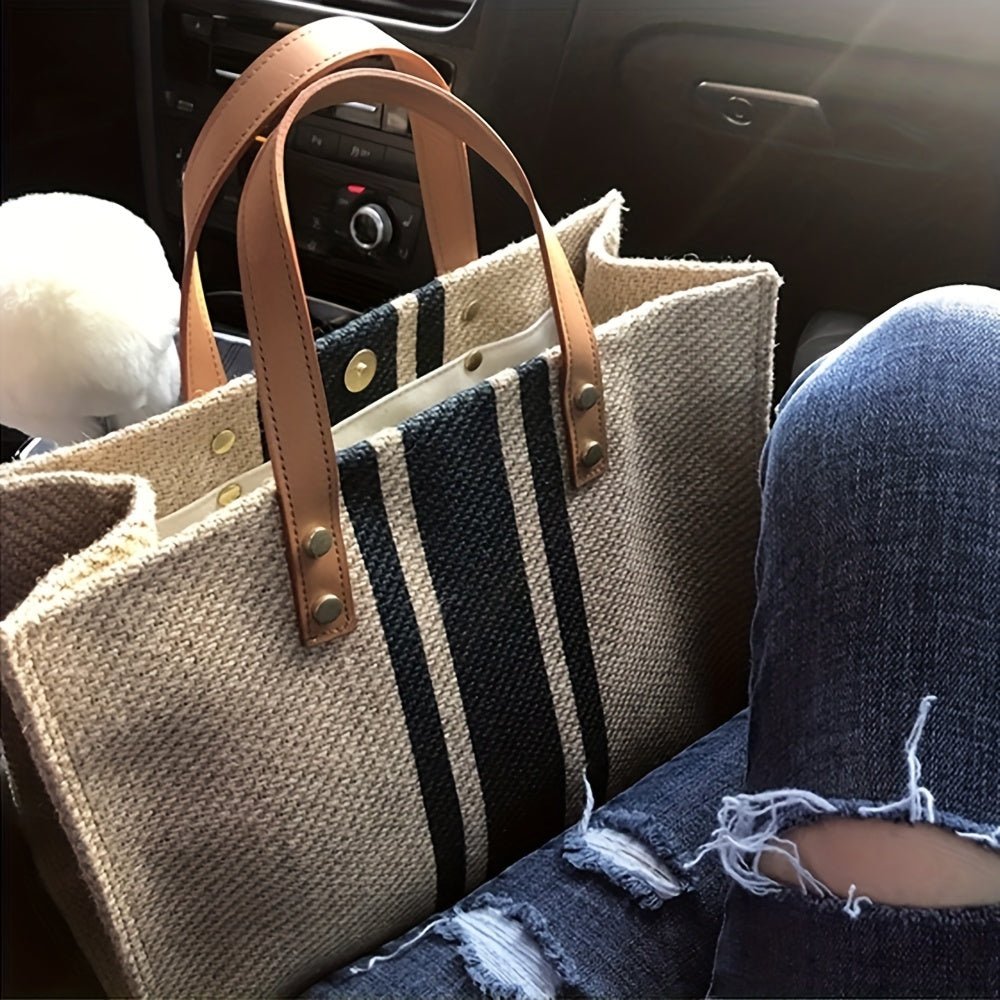 Dames Gestreepte Tote Bag – Stijlvolle Alledaagse TasZ - 0405 - ZAMISI