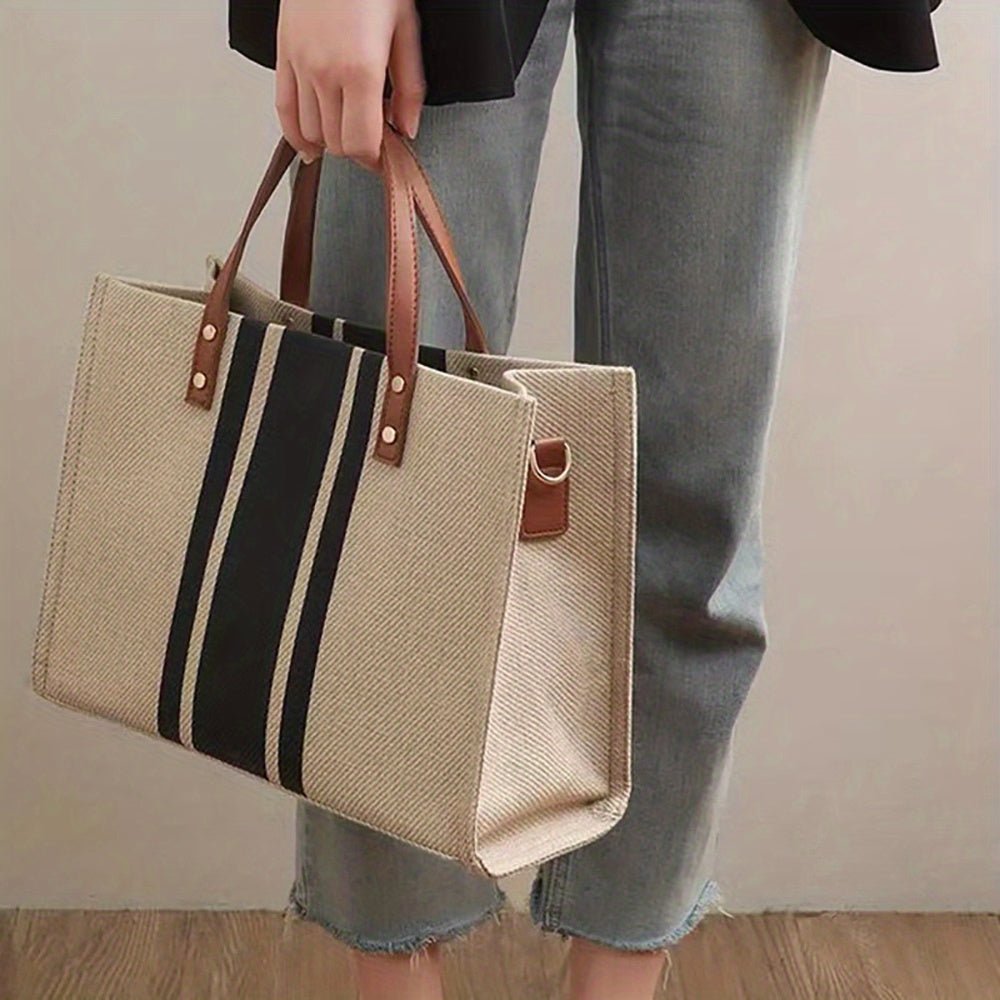 Dames Gestreepte Tote Bag – Stijlvolle Alledaagse TasZ - 0405 - ZAMISI
