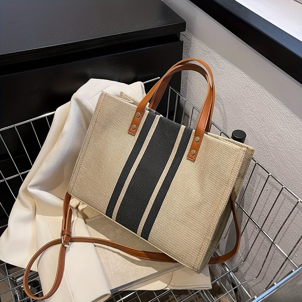 Dames Gestreepte Tote Bag – Stijlvolle Alledaagse TasZ - 0405 - ZAMISI