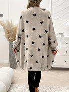 Dames Khaki Gebreide Cardigan - Stijlvol met HartjesprintZ - 0240 - ZAMISI