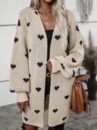 Dames Khaki Gebreide Cardigan - Stijlvol met HartjesprintZ - 0240 - ZAMISI