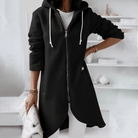 Dames Lange Hoodie - Elegant met RitssluitingZ - 0331 - ZAMISI