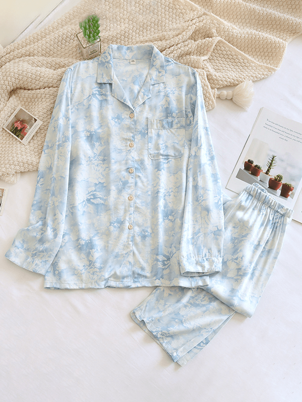 Dames Pyjamaset - Lange Mouwen & Broek, GebloemdZ - 0506 - ZAMISI