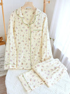 Dames Pyjamaset - Lange Mouwen & Broek met BloemenprintZ - 0522 - ZAMISI