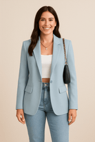 Dames Single - Breasted Blazer - Gekerfde Revers en Klepzakken - ZAMISI