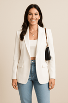 Dames Single - Breasted Blazer - Gekerfde Revers en Klepzakken - ZAMISI