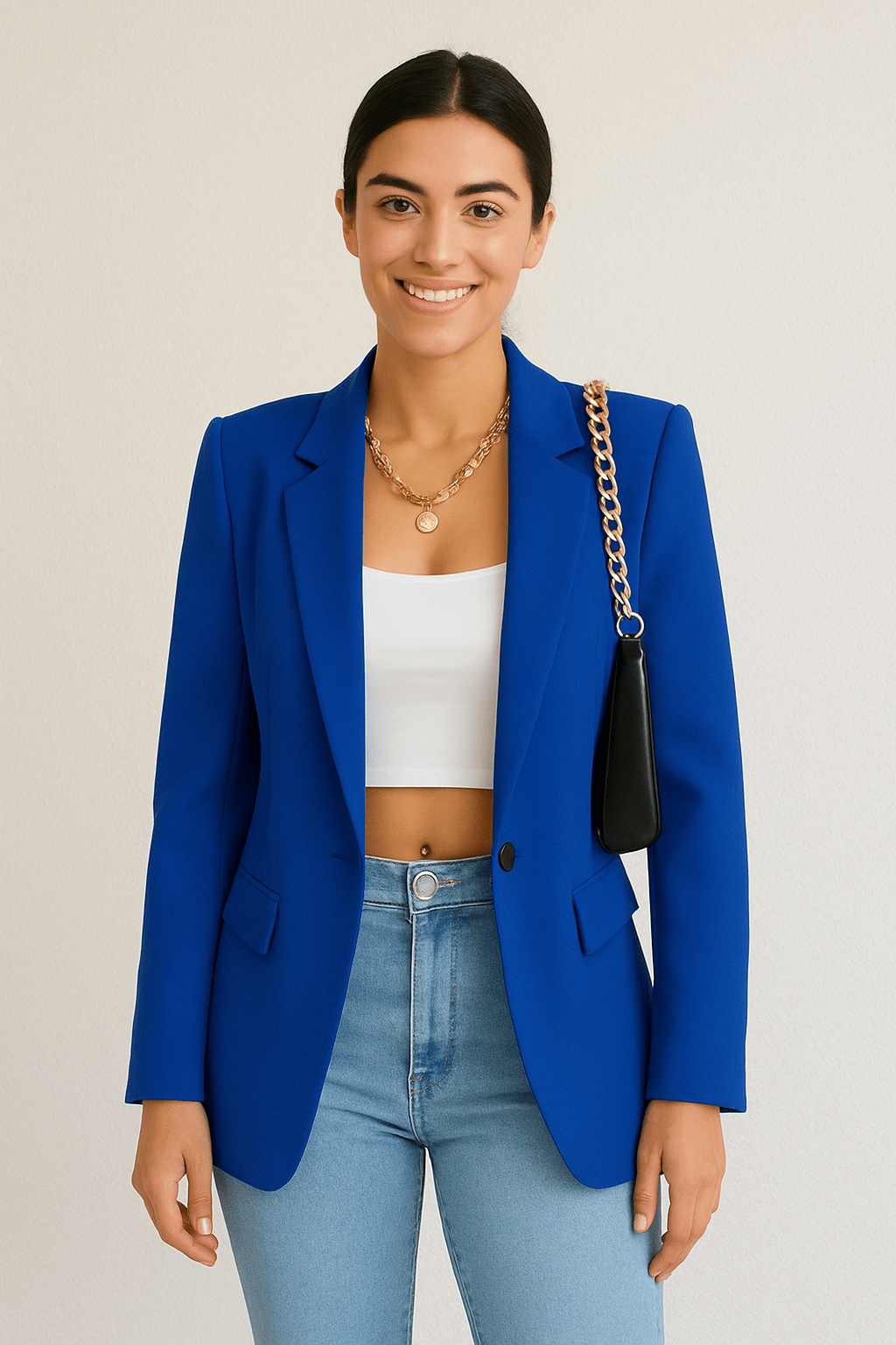 Dames Single - Breasted Blazer - Gekerfde Revers en Klepzakken - ZAMISI