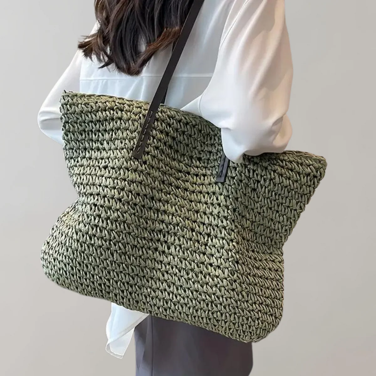 Dames Geweven Tote Bag - Oversized & Boho Stijl