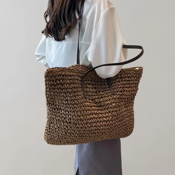 Dames Geweven Tote Bag - Oversized & Boho Stijl